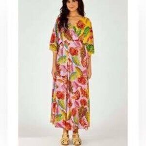 FARM Rio Mixed‎ Beaks & Bananas Maxi Wrap Dress Size Small